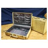 LOT OF TWO VINTAGE, CREAM-COLORED SUITCASES