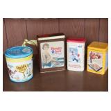 LOT OF 4 VINTAGE TINS: HUNGRY JACK PANCAKE MIX,