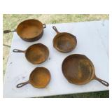 LOT OF 5 CAST IRON PANS