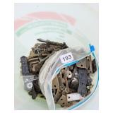 BUCKET OF HINGES AND HANDLES