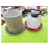LOT OF 2 CHICKEN WATER CONTAINERS:  METAL