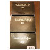 LOT OF 3: US PROOF SETS- 1980, 1981, 1982