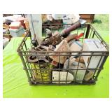 METAL CRATE WITH MISCELLANEOUS TOOLS