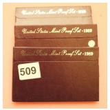 LOT OF 3: 1989 MINT PROOF SETS.