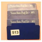 LOT OF 3: 1971 PROOF SETS.