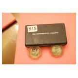 2 STERLING SILVER COINS. 2 OZ. THE DOCUMENTS. OF