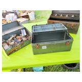 LOT OF 3 VINTAGE METAL TOOLBOXES. ONE WITH