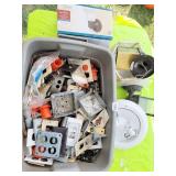 BOX OF ELECTRICAL PARTS AND LIGHT FIXTURES