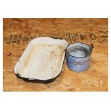 LOT OF TWO ANTIQUE PERCALINE DISHES- 14" X 9" PAN