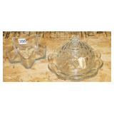 LOT OF 2 GLASS PIECES. STAR SHAPED CANDY BOWL AND