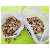 TWO BAGS OF WOODEN KNOBS.