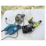 LOT OF 4: ELECTRIC PLANER, YOBI 18V DRILL WITH