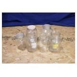 LOT OF 6- GALLON AND 1/2 GALLON JARS