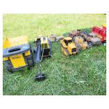 3 METAL VINTAGE AND 6 MODERN LARGE PLAY VEHICLES