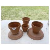 LOT OF 4 TERRACOTTA CLAY POTS