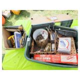 BOX OF MISCELLANEOUS TOOLS, NAILS, AND SCREWS