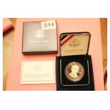 2009 LOUIS BRAILLE PROOF SILVER DOLLAR.