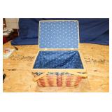 TWO- HANDLED WICKER PICNIC BASKET (12" X 16" X