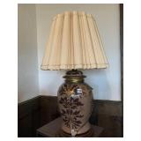 GLAZED HAND PAINTED LAMP UNUSUAL SHADE 30IN HIGH