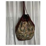 LEATHER TRIM W/ CHILDREN HOLDING HANDS BACKPACK