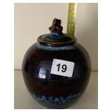 GLAZED JAR WITH LID SEE MAKER MARK