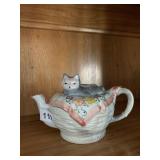 GLAZED CAT LID TEA POT