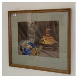 23 X 21" - WATER COLOR VASE AND DISH ORIGINAL BY