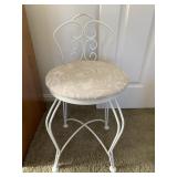 SMALL VANITY STOOL METAL BACKED