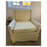 MCM LIME GREEN UPHOLSTERY ARMCHAIR WITH ACCENT