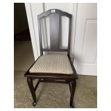 STRAIGHT BACK CHAIR WALNUT NEWLY UPHOLSTERED