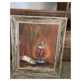 PICTURE OF LANTERN OIL ON CANVAS SIGNED M.R. KANE