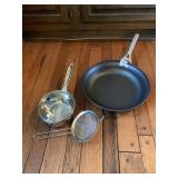 CUISINART SAUCEPAN AND STRANER AND NEW NO STICK