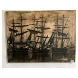 SHIPS MOORED SIGNED LR ON BOARD MADE IN DENMARK