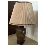 ORIENTAL MOTIF RAISED DESIGN PLEATED SHADE TURNED