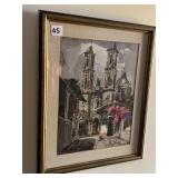 CLOUDS OVER CASTLE GATES WATERCOLOR SIGNED