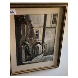 CLOUDS OVER CASTLE GATES WATERCOLOR SIGNED