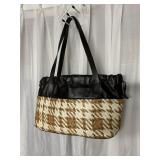 FALOR GENUINE LEATHER PURSE W/ PLAID WOVEN CENTER