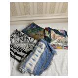 4 SCARVES 1 IS LIGHTLY STAINED 1BLUE 1 IS BEADED