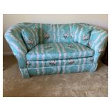 TURQUOISE LOVE SEAT ROSE DESIGN 63W X 32D