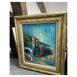 OIL ON CANVAS SAILBOAT UNSIGNED 24X29