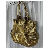 STEVE MADDEN GOLD PURSE ZIPPER TOP W/ INTERIOR