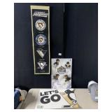 PENGUINS FELT BANNER 1967-2001 & LET GO PENS &