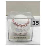 XAVIER NADY BASEBALL AUTOGRAPHED IN CASE APPEARS