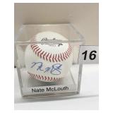 NATE MCLOUTH AUTOGRAPHED BASEBALL IN CASE APPEARS