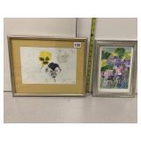 15X12 SIGNED PANSY PASTEL AND PENCIL BOTTOM