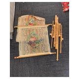 EMBROIDERY FRAME WITH UNWORKED AND COMPLETED