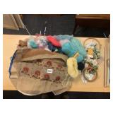 YARN, KNITTING NEEDLES, ETC.