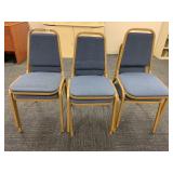 6 BLUE CUSHION STACKING CHAIRS