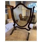 ANTIQUE DRESSER MIRROR, SHIELD SHAPE WITH BEVELED