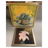 14X14 FRAMED STILL LIFE ON CANVAS AND FRAMED OIL